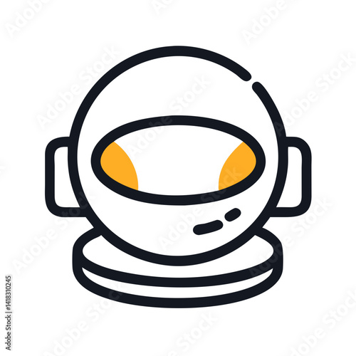 Stylized Alien Astronaut Helmet Icon on Black Background