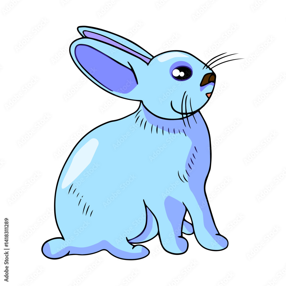 Fototapeta premium Hand drawn colorful blue easter bunny