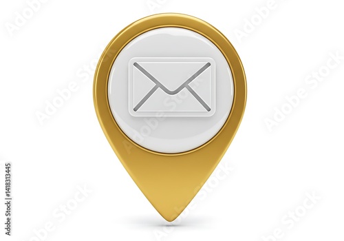 Free Download Email location pin golden design on white background - GFXLoad