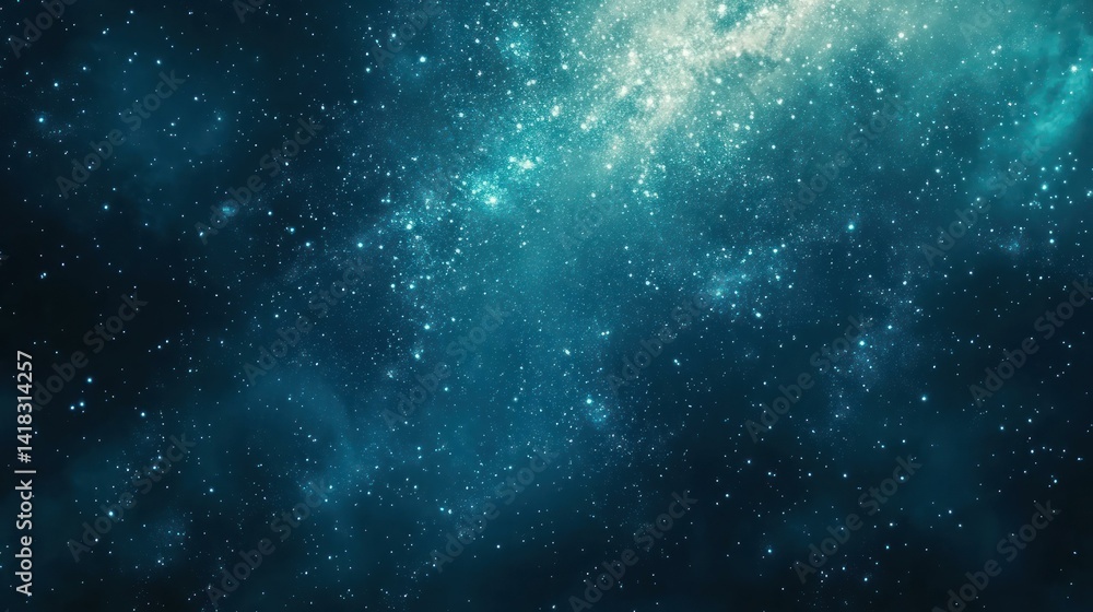 Fototapeta premium A mesmerizing, turquoise space scene filled with stars and cosmic light.