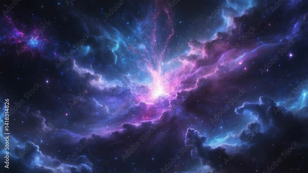 Space background featuring explosion and Nebula with distant galaxy in abstract video Space background featuring explosion and Nebula with distant galaxy in abstract video