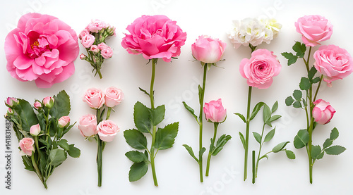 collection of flower on white background,isolated on white,clip art
