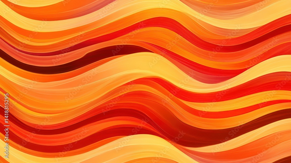 Abstract illustration of flowing orange, yellow, and red waves. Abstract illustration of flowing orange, yellow, and red waves.