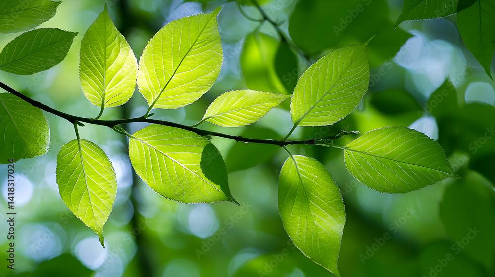 Close Up Of Fresh Green Leaves On Branch Close Up Of Fresh Green Leaves On Branch