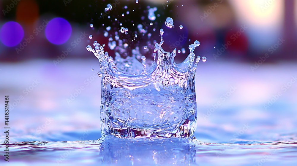 Water splashing in glass, reflection Water splashing in glass, reflection