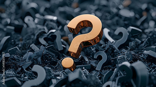 Gold Question Mark Amidst Many Dark Question Marks