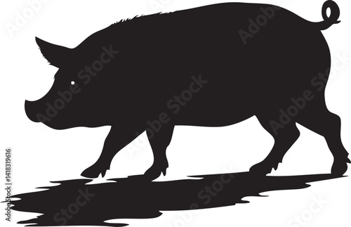 Pig silhouette farm animal vector
