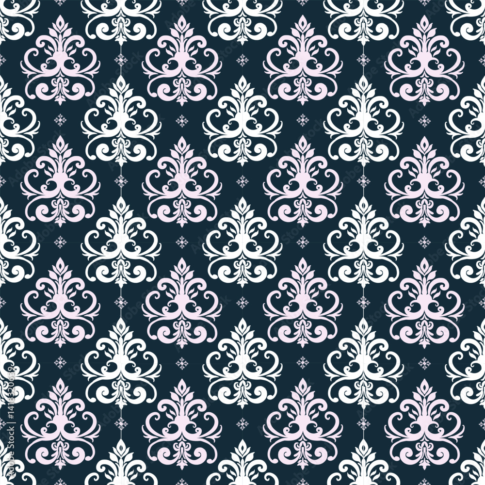 Fototapeta premium Vector damask seamless floral pattern
