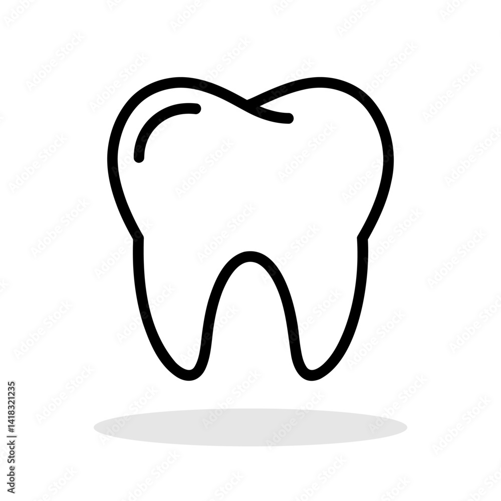 Tooth icon. Black outline of a tooth isolated on white background.