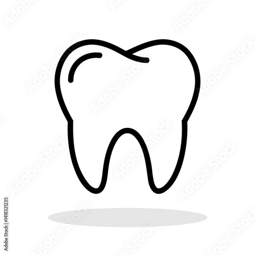 Obraz na płótnie Tooth icon. Black outline of a tooth isolated on white background. w salonie