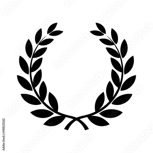 Obraz na płótnie Laurel wreath icon. Black silhouette of a laurel wreath isolated on white background w salonie
