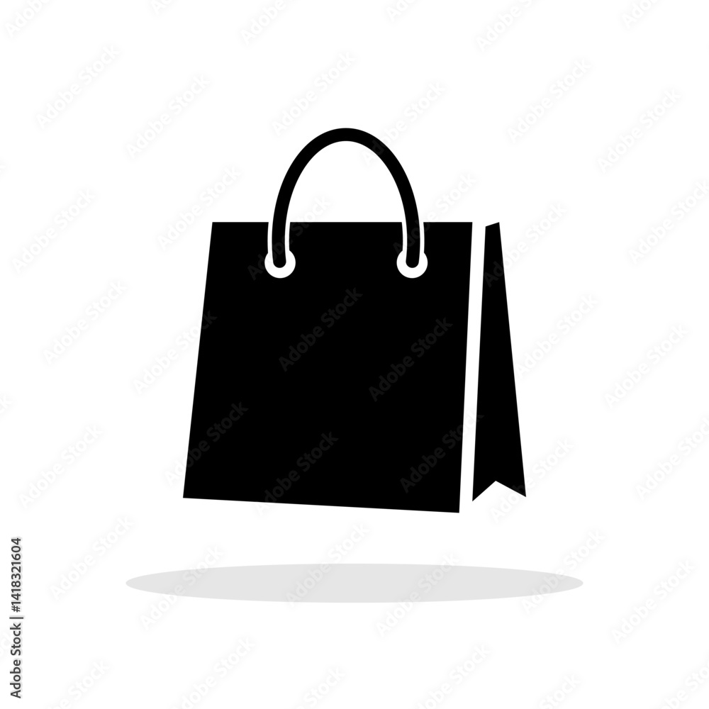 Shopping bag icon. Black silhouette icon of a shopping bag