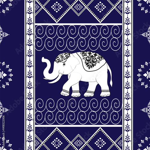 Photography seamless pattern with elephants
