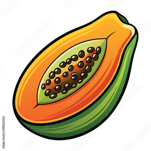 Papaya Half Showing Seeds
