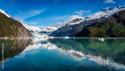 Glacier Bay in Alaska with reflection in the water