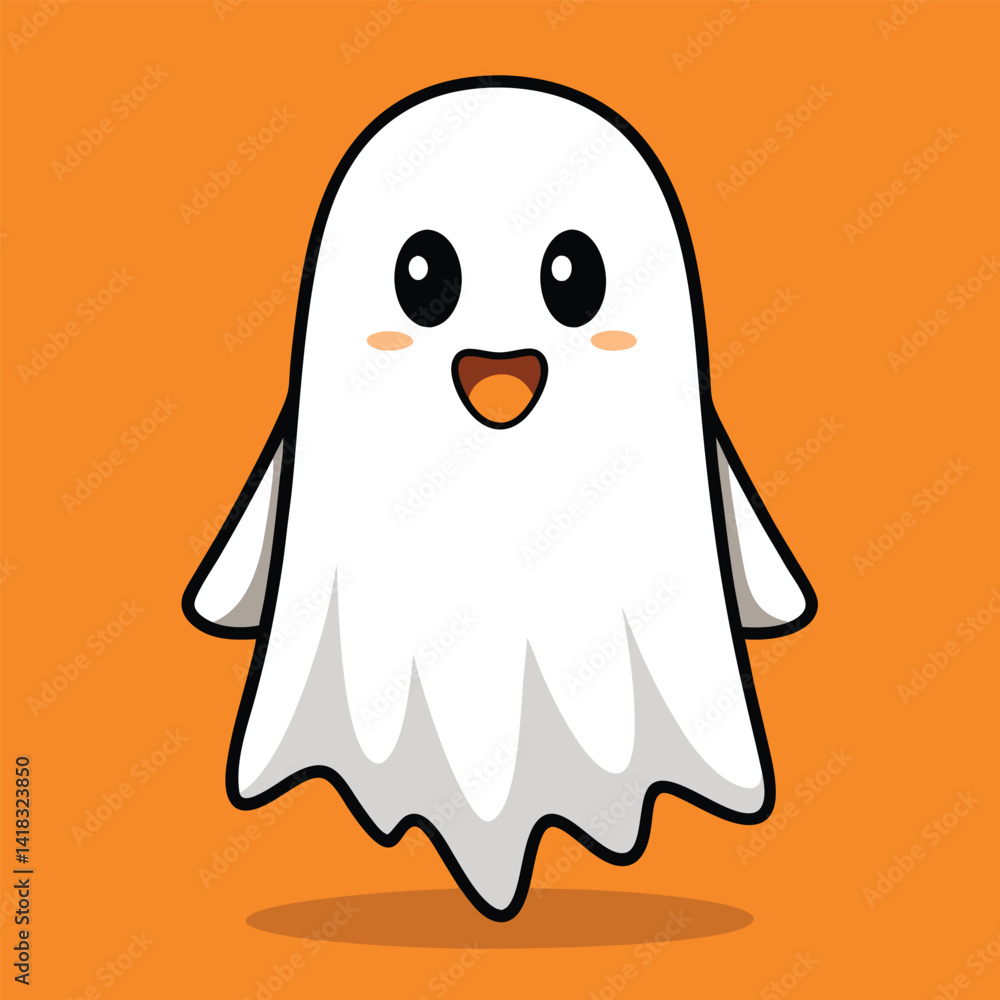 Spooky cute ghost Happy Halloween, ghost smiling characters Spooky cute ghost Happy Halloween, ghost smiling characters