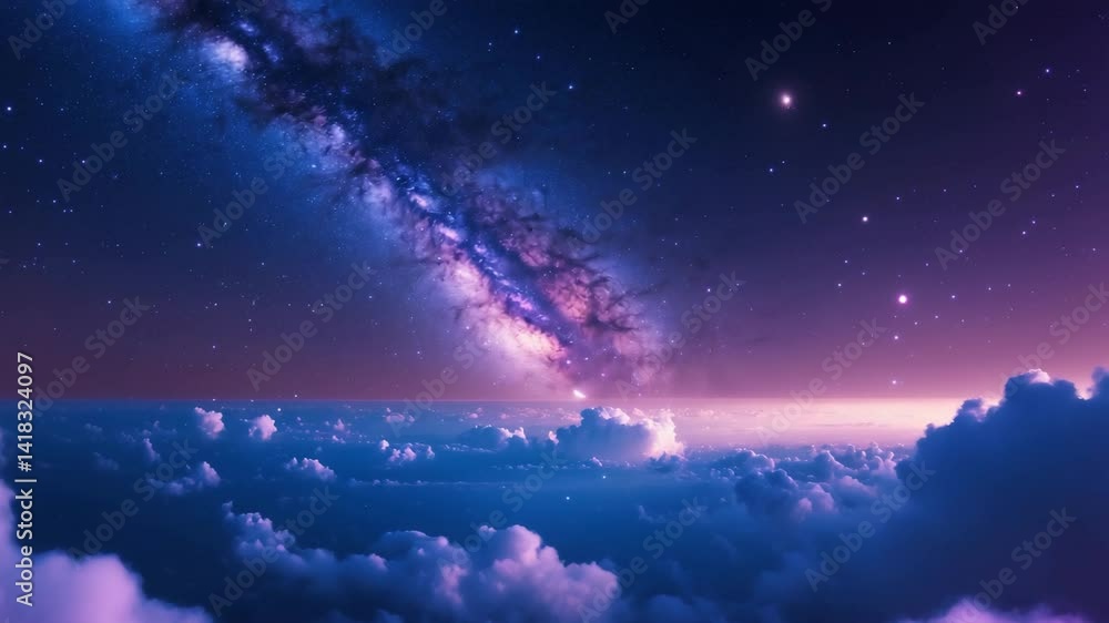 Milky Way band across a starry night sky with landscape background Milky Way band across a starry night sky with landscape background