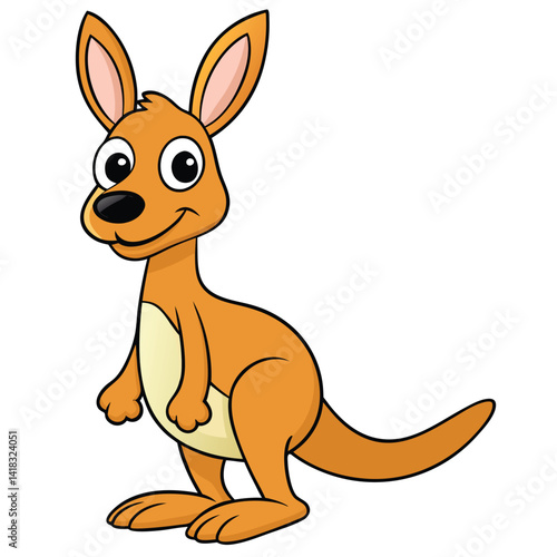 Cheerful Cartoon Kangaroo Illustration | Cute Aussie Animal Clipart for Kid
