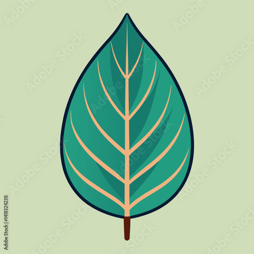 This is a green leaf vector illustration, isolated on white, showcasing natural foliage with a fresh, eco design element
