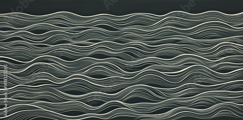 A detailed close up view of a wave pattern displayed on a black background