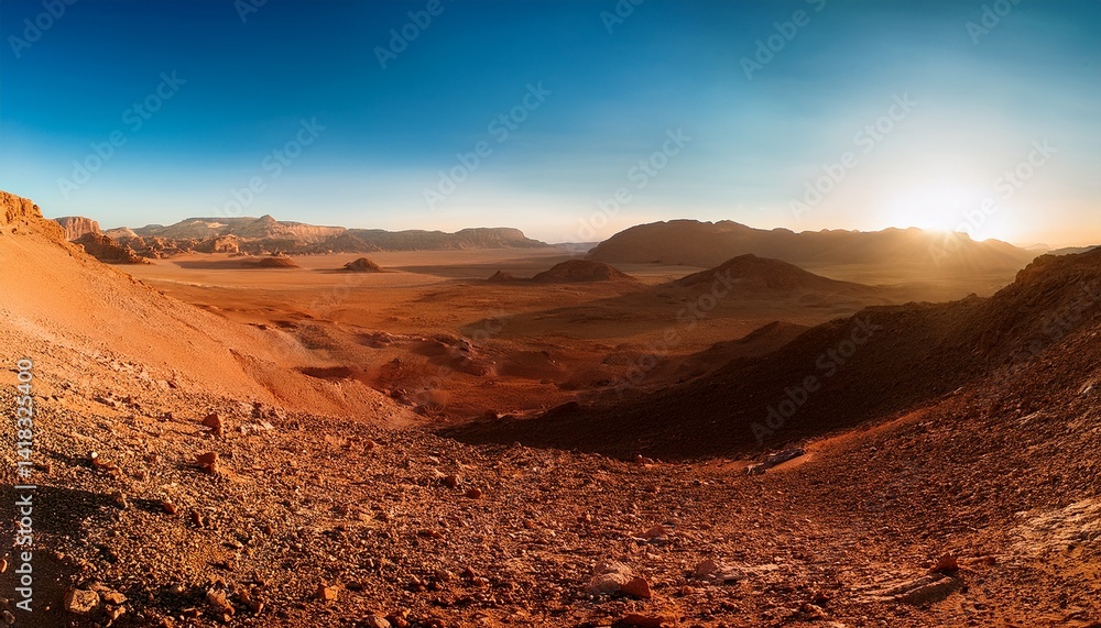 Fototapeta premium Martian surface panorama landscape