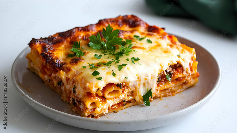 Delicious Baked Lasagna With Melted Cheese And Parsley Delicious Baked Lasagna With Melted Cheese And Parsley