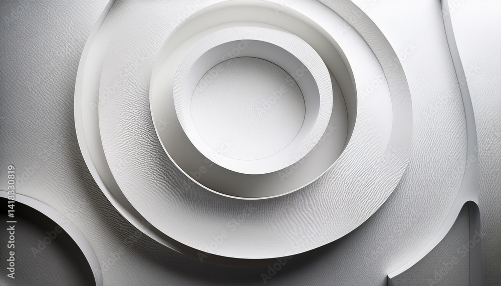 Fototapeta premium Abstract minimalist white background with circular elements