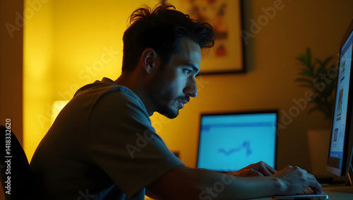man working on computer
