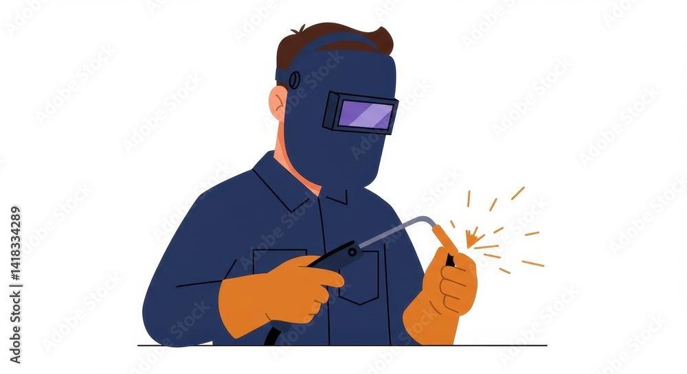 Welder working with welding torch Welder working with welding torch