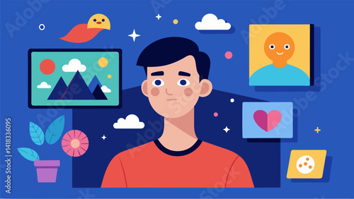 A social media account dedicated to sharing the artists daily digital sketches and paintings capturing their fluctuating emotions and experiences.. Vector illustration