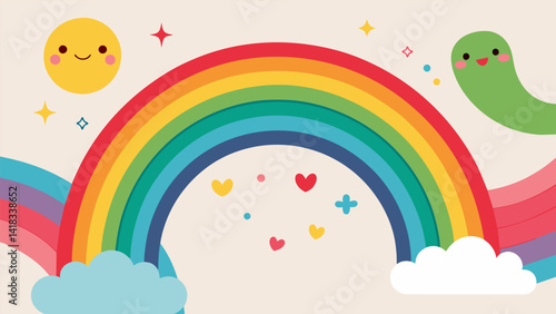 A playful and energetic rainbow border showcasing a playful and imaginative mindset in journaling.. Vector illustration