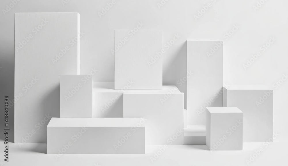 Fototapeta premium Abstract white geometric shapes composition. (2)