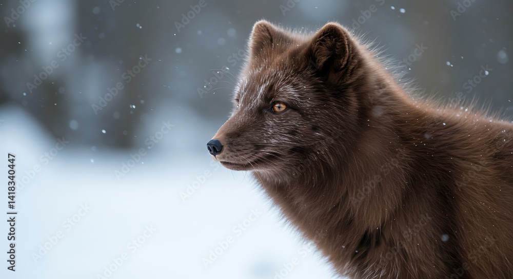 Obraz premium Brown Fox Portrait in Snowy Winter Landscape