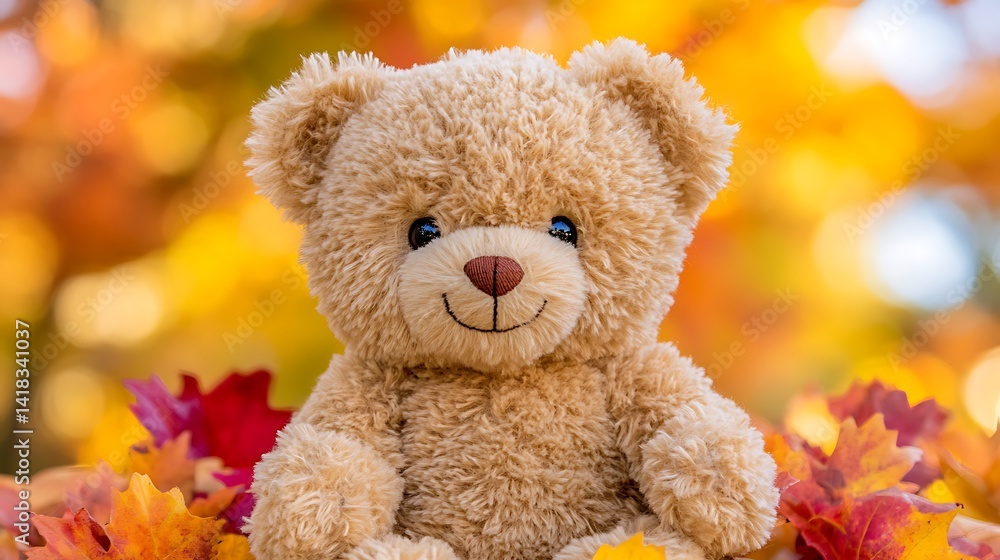 Plush bear autumn leaves Plush bear autumn leaves