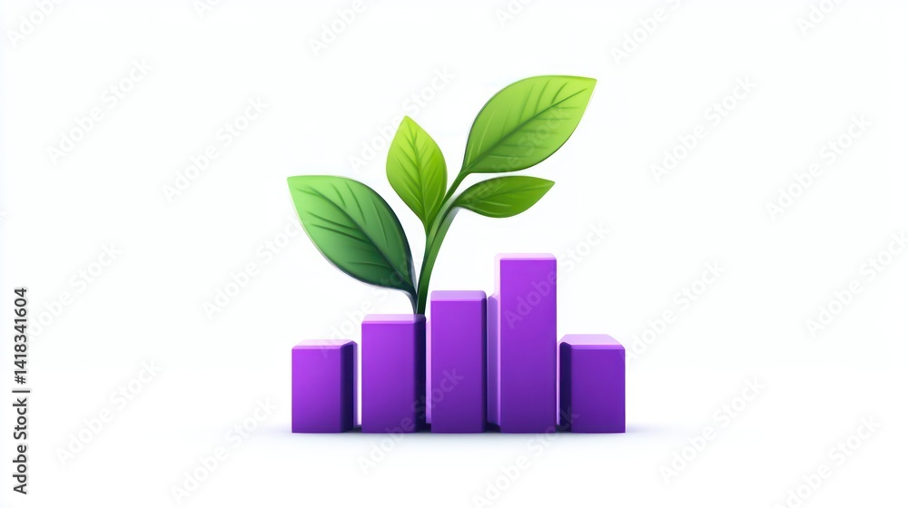 Growth Chart with Sprouting Plant Symbolizing Progress and Development in Business and Finance Growth Chart with Sprouting Plant Symbolizing Progress and Development in Business and Finance