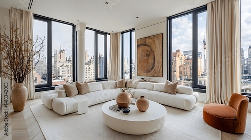 Wallpaper Mural Elegant 2025 Scandinavian-inspired minimalist living room with oversized sofa and floor-to-ceiling windows for interior design and real estate branding
 Torontodigital.ca