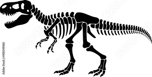 T rex dinosaur skeleton negative space silhouette illustration vector graphic