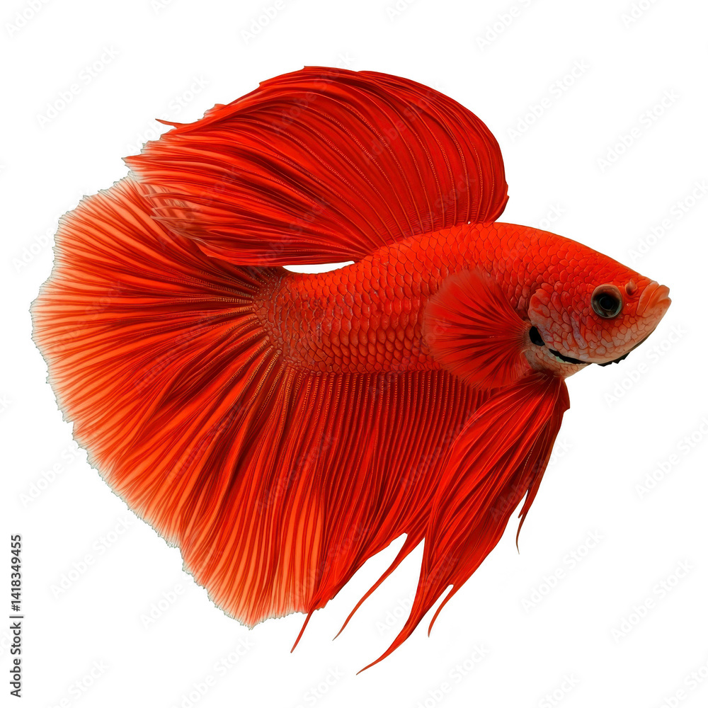 vibrant red betta fish with flowing fins and scales, showcasing its beauty and elegance in captivating display. fish striking color and graceful movement make it popular choice for aquariums vibrant red betta fish with flowing fins and scales, showcasing its beauty and elegance in captivating display. fish striking color and graceful movement make it popular choice for aquariums