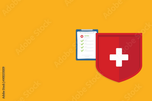 Health insurance concept. Healthcare, finance and medical service. Vector illustration	
