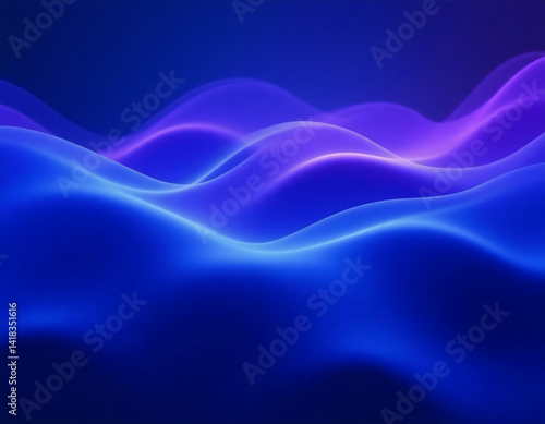 Soft curves of blue and purple light blend together, creating a mesmerizing display reminiscent of ocean waves at dusk, evoking calm and wonder Generative AI