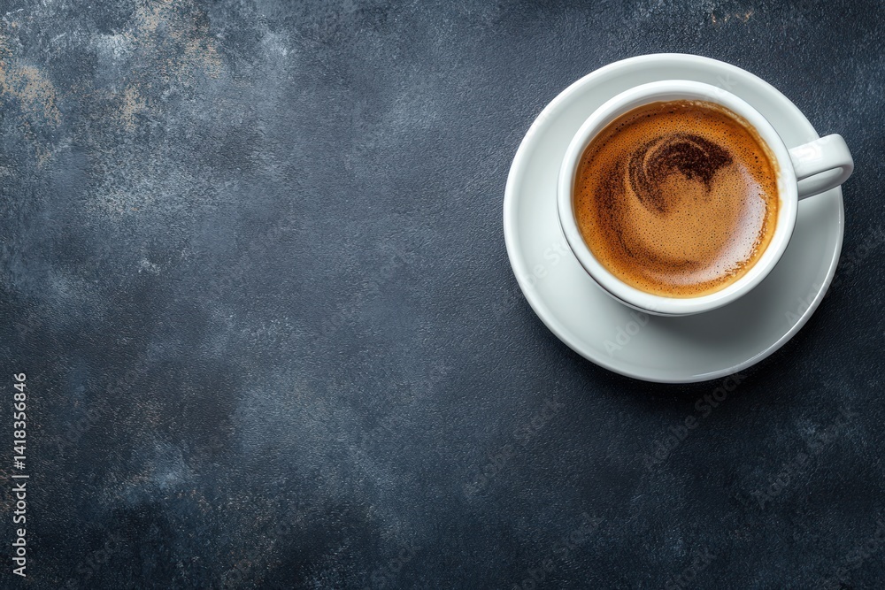 Cup of coffee with milk on a saucer against a dark background. Cup of coffee with milk on a saucer against a dark background.