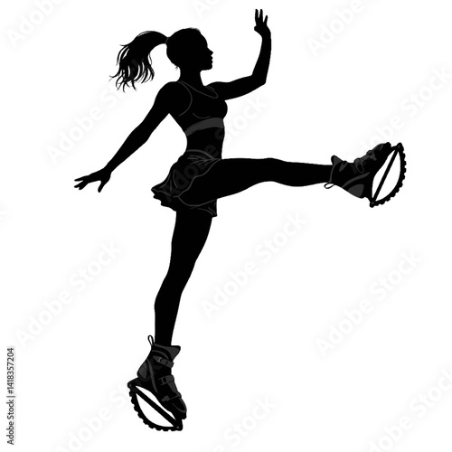 Leg workout - icon with Kangoo Jumps and jumping silhouette.