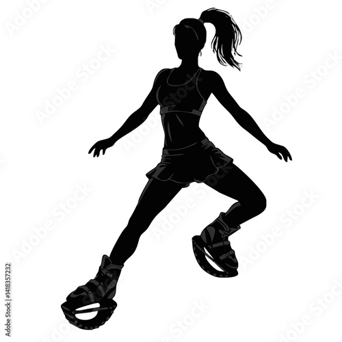 "Jump fitness" icon - woman in motion with Kangoo Jumps.