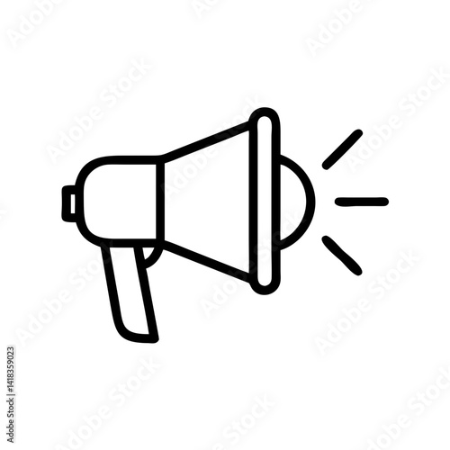 Megaphone outline with sound waves for announcements  