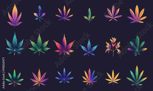 Marijuana leaf icon set. Vector illustration design