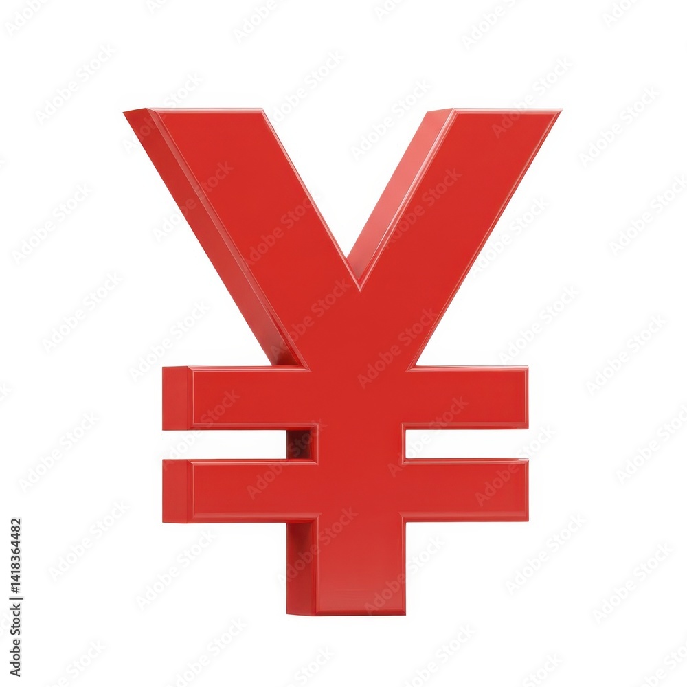 Obraz premium 3d red yen symbol isolated on white background