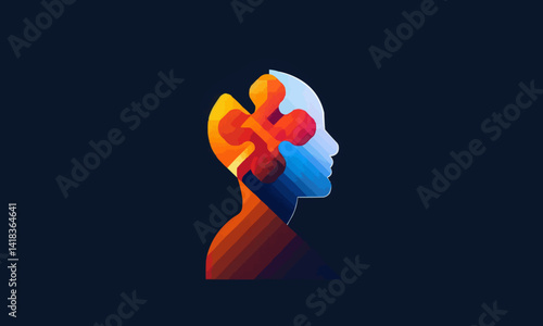Mental health clinic franchise filled colorful logo. Dividend-paying stock. Design element. Created with artificial intelligence. Ai art for corporate branding, blue chip stocks