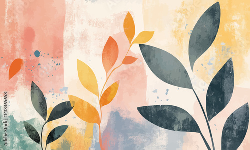simple botany pastel abstract design