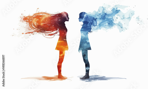 Open Minded Conversation Concept. Extrovert and Introvert