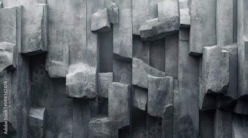 Gray, textured rock formations create a compelling architectural facade.